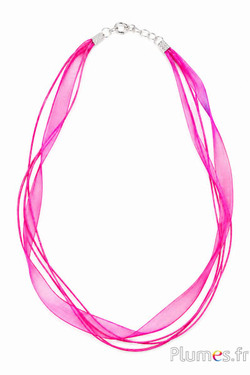 Halsketting van organza - lengte 45 cm - fuchsia